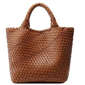 Premium hand-woven Vegan Leather trendy travel Tote Shoulder  beach bag handbag